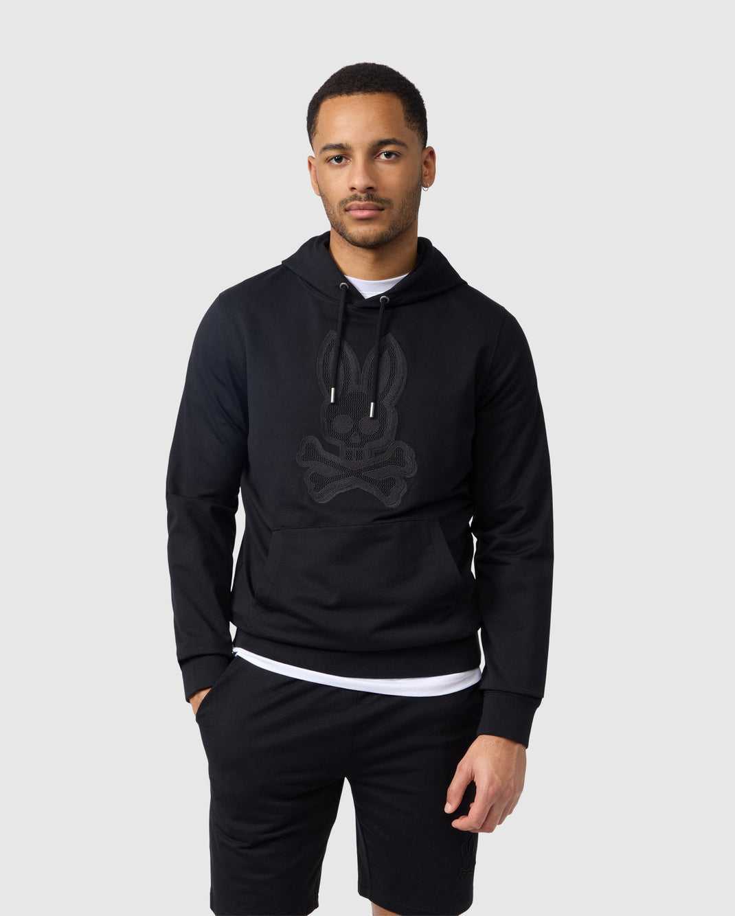 Sweat a Capuche Psycho Bunny Livingston Pullover Hoodie Noir Homme | SIG-71129213